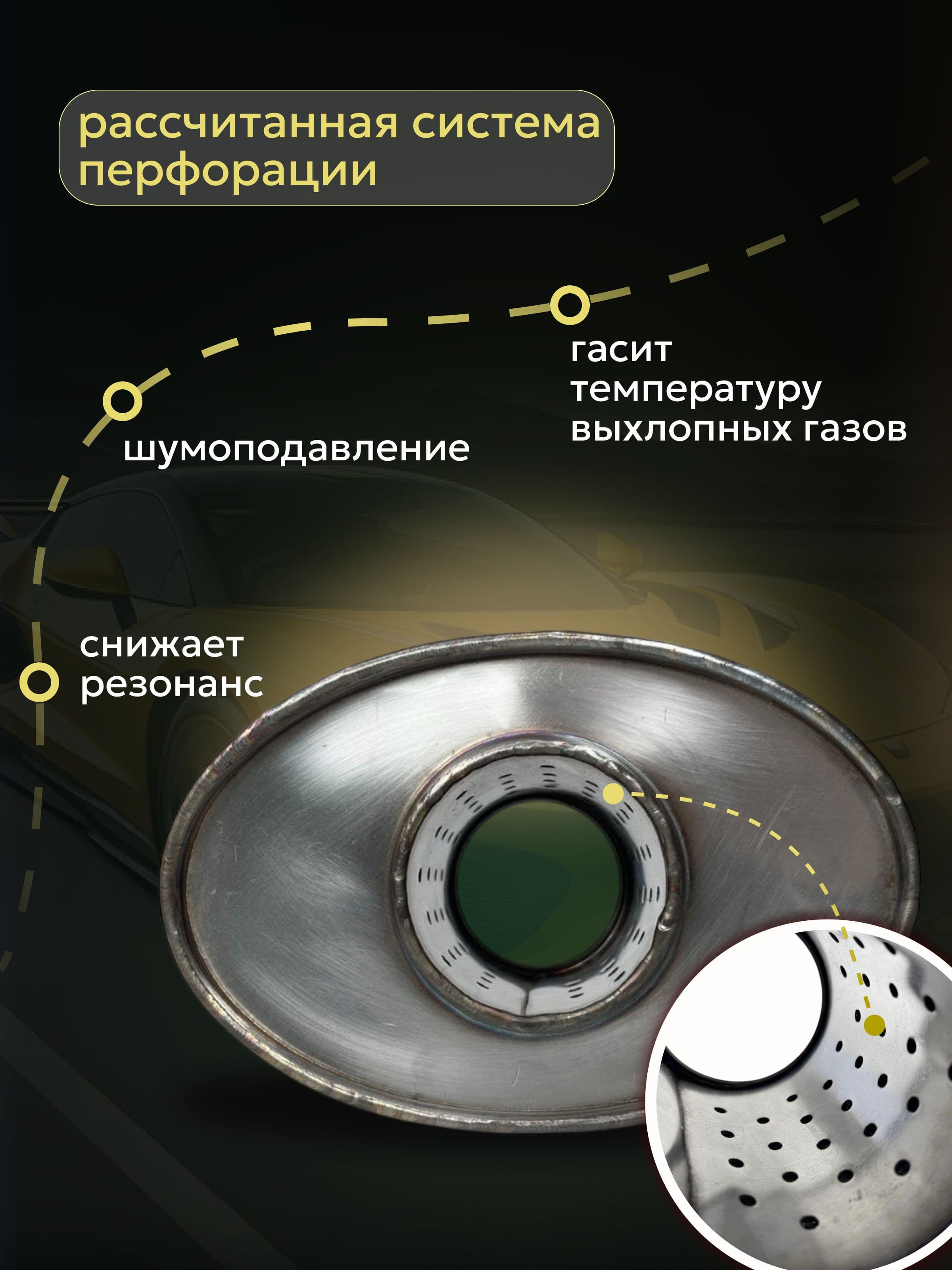 Пламегаситель Lada Vesta 1,6л/1,8л овальный / Резонатор