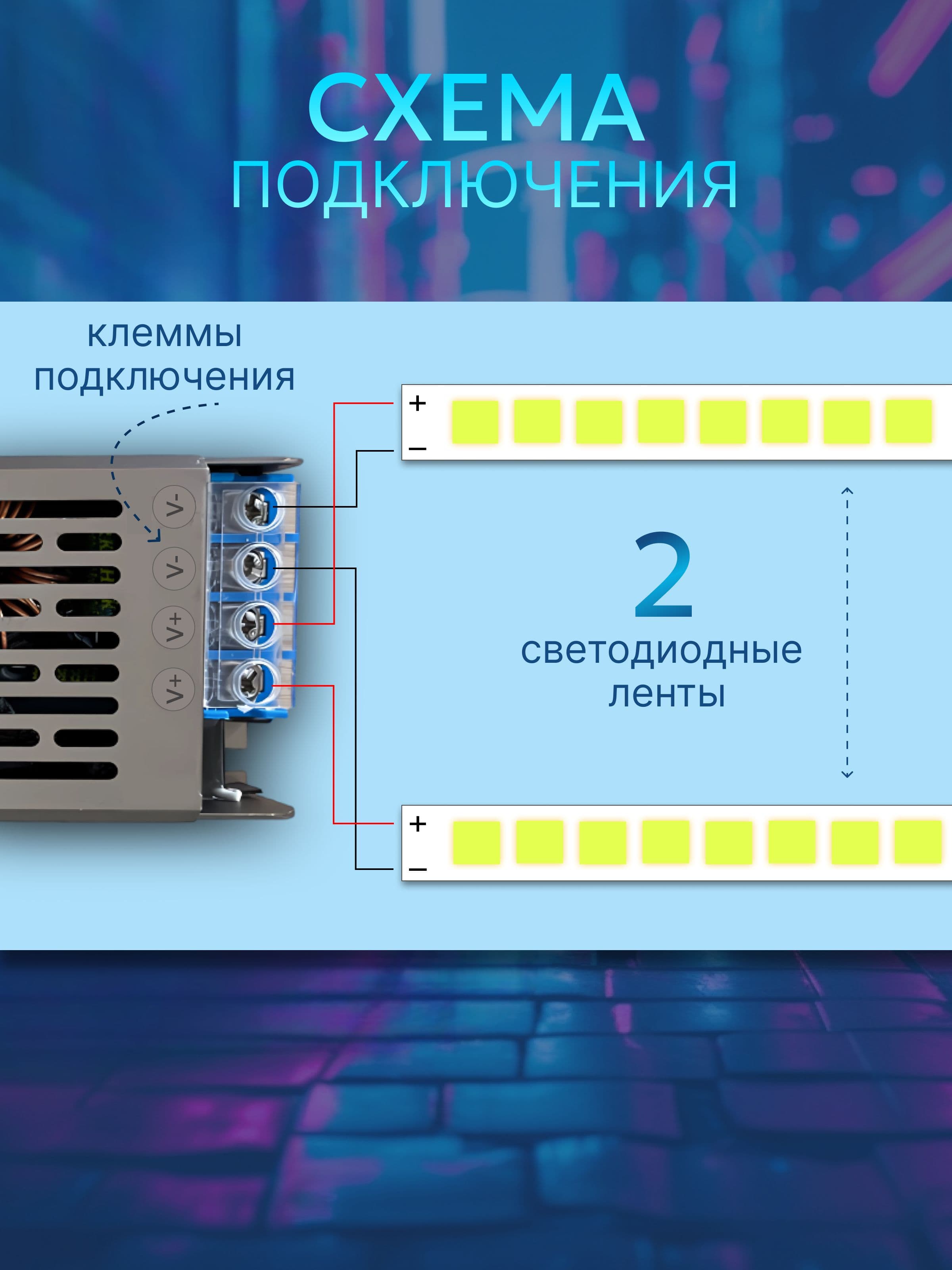 Блок питания для светодиодной ленты, 24В, 300 Вт, IP40